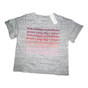 Gymboree Girls Gray Love Short Sleeve Graphic T-Shirt Valentines Day Small NWT